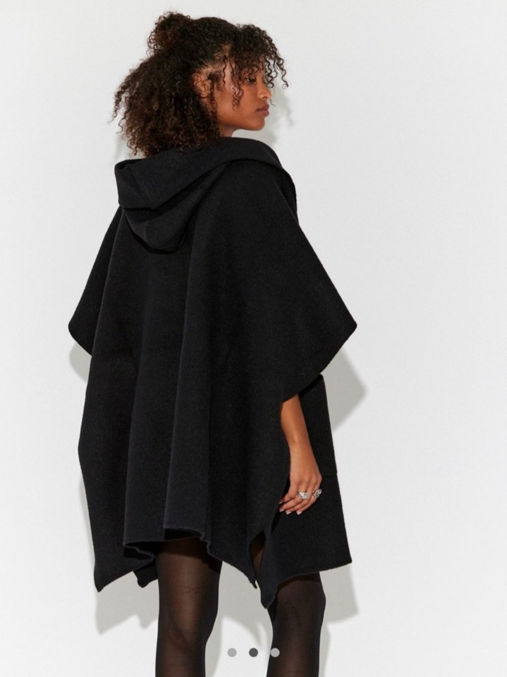 Free People - Black Hooded Poncho Sweater